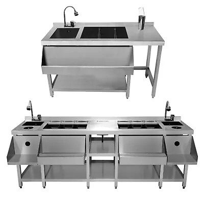 Cocktail Bar Stations Stainless Steel Fully Insulated Ice Well Speed Rail Shelf • £2499.99