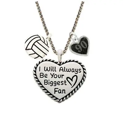 Custom I Will Always Be Your Biggest Fan Volleyball Necklace Jersey Number 50-99 • $23.49