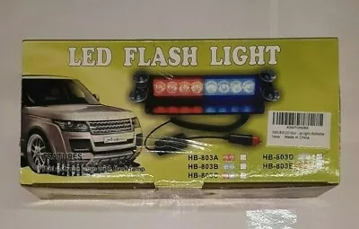 ZHOL VEHICLE VISOR 8 LED FLASHING LIGHTS RED/WHITE STROBE & FLASH FUNCTIONS Uns • $19.99