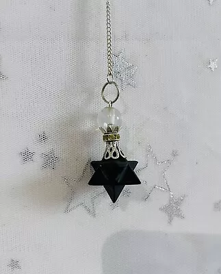 Black Obsidian Merkaba Star Crystal Pendulum • £8