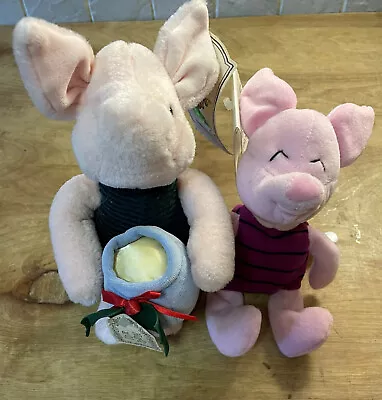 Gund Classic Pooh Hunny Pot Piglet & Disney Store Mini Bean Bag Piglet Lot • $13.99