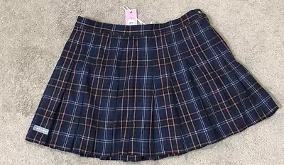 Simply Southern Pleated Mini Corduroy Skirt Womens Size XL Blue Plaid Preppy • $15.93