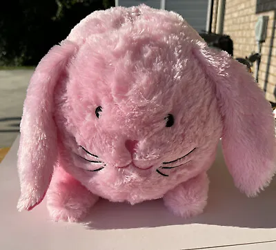 FAB NY Pink Bunny Plush Bank  Rabbit Piggy Bank 30 Inches Around Sewn Eyes • $7.50
