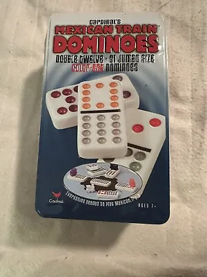 Double Twelve MEXICAN TRAIN DOMINOES Game 91 Jumbo Color Dot Collectors Tin See  • $5.25