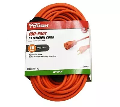 Hyper Tough 100 Ft. 16/3 10 Amp Electrical Extension Cord Orange • $21.98