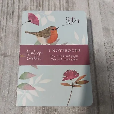 Small A7 Vintage Garden Notepads Pack Of 3 Different Covers Birds Lined & Plain • £3.74