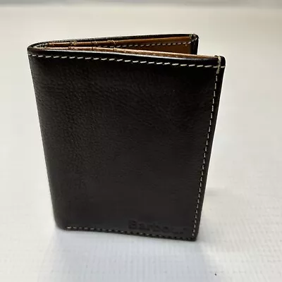 Barbour Elvington Small Leather Bi Fold Men’s Wallet Brown 4” X 3” • $12.99