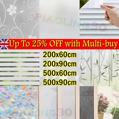 5M Bubble Free Frosted Window Film Self Adhesive Etched Privacy Glass Vinyl Film • £5.94