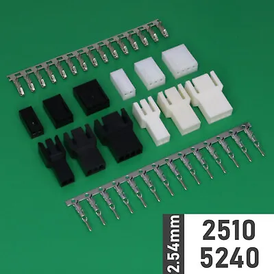 KF2510 2.54mm Plug+Socket+Crimps Black/White 2-4p Connector W2W (Molex KK Style) • £4.02