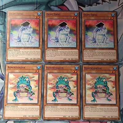 3 X SDFC-EN022 Dupe Frog & 3 X Ronintoad EN023 Common 1st Ed Mint YuGiOh Playset • £14.99