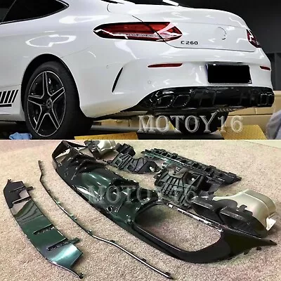 FL C63 Style Rear Diffuser Exhaust Tips For Mercedes C205 AMG Bumper Coupe 15-20 • $269.97