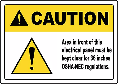 KEEP AREA FRONT ELECTRICAL PANEL CLEAR 36 IN| Laminated Vinyl Decal Sticker • £12.52