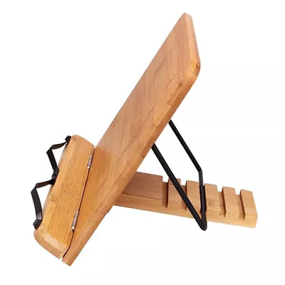 Bamboo Adjustable Tablet Book Stand For Mobile Phone Ipad Android Tablet Holder • $34.95