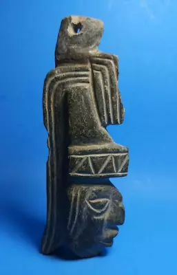 Pre-columbian Mayan Stone Head Pendant • $360
