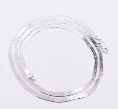 3mm Flexible Herringbone Chain Necklace 14K White Gold Plated Silver 925 Italy • $29.99