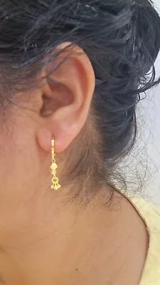 Indian Gold Plated Earrings With Small Drop Asian Festivals Wedding Jewellery  • £4.99