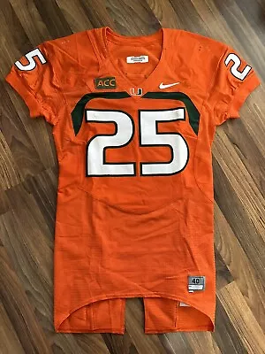 2007-13 Nike Miami Hurricanes #25 Game Issued Orange  Jersey Size 40 • $200