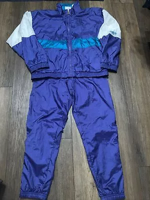 Vintage '90's Reebok Adult Track Suit Purple Teal And White Size Small • £44.37