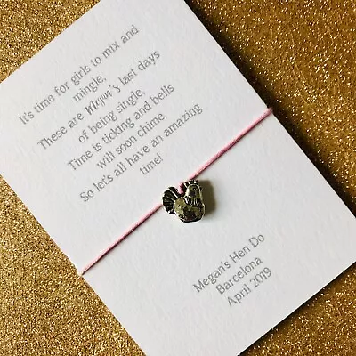 £1.50 • Buy Personalised Poem Hen Do Party Bag Filler Favour Wish Bracelet Hen Charm