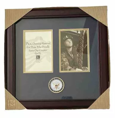 United States Navy Mahogany Photo Frame With Medallion Memorial Day Veterans NEW • $35.99