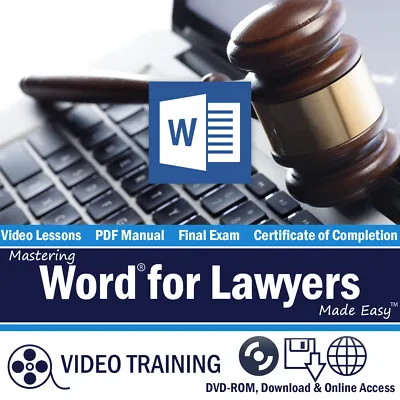 Learn Microsoft WORD FOR LAWYERS 2016 & 2013 Training Tutorial DVD-ROM Course • $25