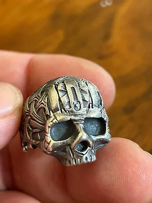 19c Vintage Antique Memento Mori Skull Silver Ring • $649
