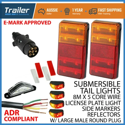 $55.95 • Buy LED TRAILER TAIL LIGHT KIT PAIR PLUG, 8m 5 CORE WIRE CARAVAN BOAT UTE Waterproof