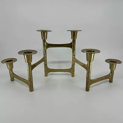 Vintage MCM Articulated Brass Candelabra 6 Candle Holders Retro • $59.99