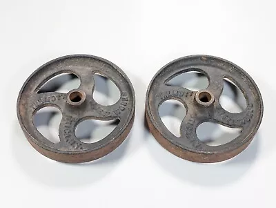 Mott Wheel Works Utica NY Antique Cast Iron 5  Cart Dolly Wheels Pair Industrial • $59.99