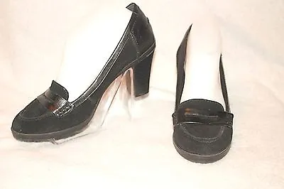 STYLE And CO Heels Shoes Moccasins Black Leather Suede Claire Sz 8 M * VG-XLNT • $19.44