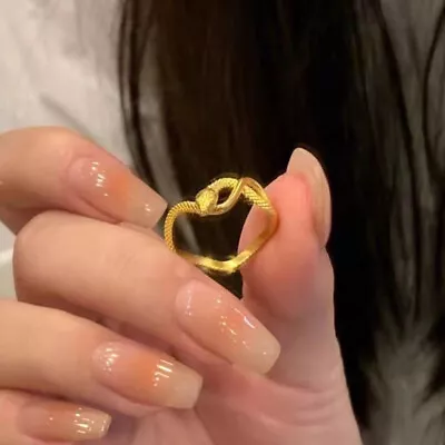 Gold Color Irregular Geometric Snake Shaped Open Ring For Women Man Fashion • $4.19