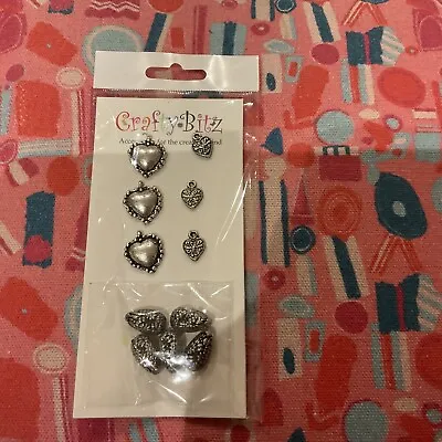 Crafty Bitz Metal Embellishments - Hearts And Beads • £1.50