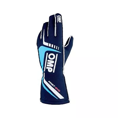 OMP FIRST-EVO MY20 Racing Gloves Navy Blue FIA 8856-2018 S. S • $106.48