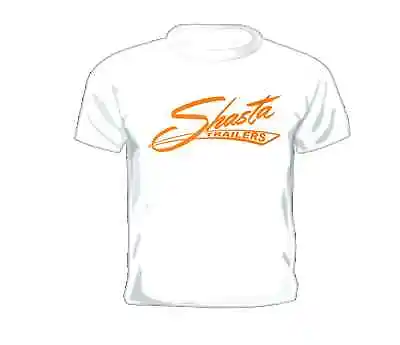 VINTAGE TRAVEL TRAILER T-SHIRT SHASTA TRAILERS In ORANGE LETTERING • $24.99