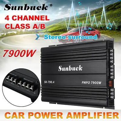 7900W 4 Channel Car Amplifier Stereo Audio Super Bass Power Amp 12V Class AB • $63.93