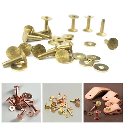 £4.50 • Buy 10pcs Copper Rivets Burrs Solid Brass Rivets For Leather Craft Belt Accessories