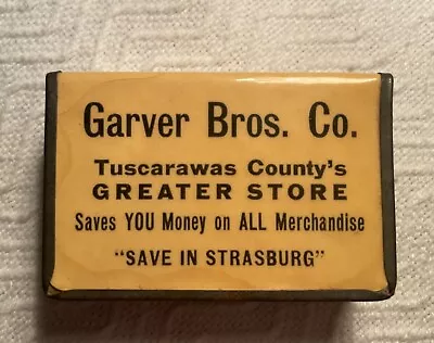 C1920’s Celluloid Match Box Advertising GARVER BROS.CO. STORE STRASBURG OH • $21.99