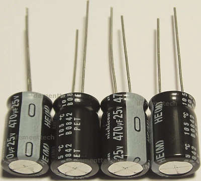 $2.89 • Buy 4x Nichicon HE 470uF 25v Low-ESR Radial Capacitors Caps 105C 10mm 10x16