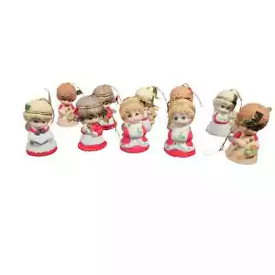 Vintage Lot Of 10 Lil Chimers Porcelain Doll Bell Ornaments By Jasco In Orig Box • $30