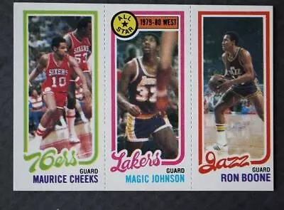 Magic Johnson Rookie Card 1980-81 M Cheeks Ron Boone 3 Panel Topps Card UNGRADED • $29.99