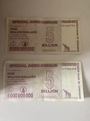  5 Billion Zimbabwe Old Bank Notes Circulated • £4