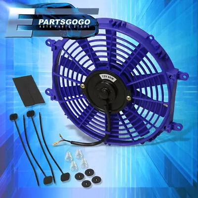 X1 12  Inch 12V Electric Slim Push Pull Radiator Cooling Fan Blue + Mounting Kit • $25.99