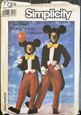 7729 Simplicity Pattern Walt Disney Micky Mouse Costume  Medium 36-38 Uncut • $5.99