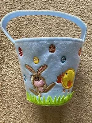 £4.27 • Buy Brand New Embroidered Easter Felt Basket Bunny Chick Bag Gift Egg Hunt