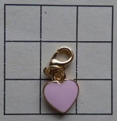 Vintage Tibetan Enamel Pink Love Heart Gold Finish - Zip Clip Bracelet Cupid • £2.95