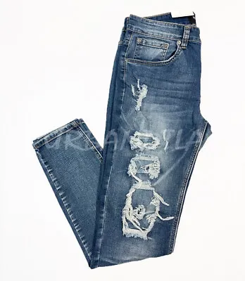 Men's Stretch Washed Distressed Denim Jeans Faded Riped Jean Pants DL1119 • $30.88