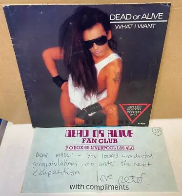 Dead Or Alive What I Want Signed Autographed Pete Burns 7  SINGLE VINYL RECORD • $6.30