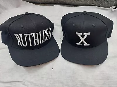 Ruthless Records And Malcolm X Snapback Adult Flat Bill Hat Cap Black Lot Of 2 • $25