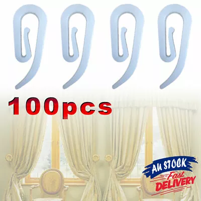 100 X Nylon Curtain Gather Hooks Pleat Lace Pencil Plastic Boat Caravan Campe • $6.99