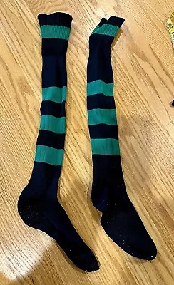 Old School Tube Socks Long Green & Black Stripes Retro Throw Back • $12.85